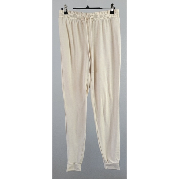 Better/Together Pants - BETTER TOGETHER // cream super soft tie elastic waist banded cuffs lounge pants